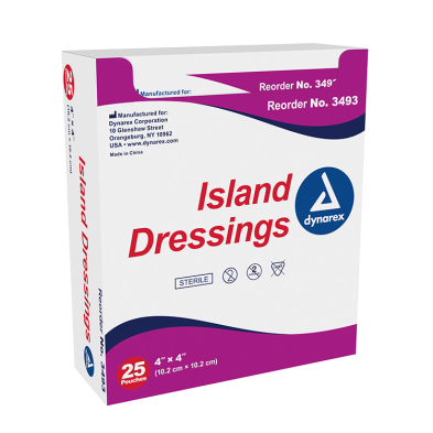 3493 Dynarex 4in x 4in Sterile Island Dressing